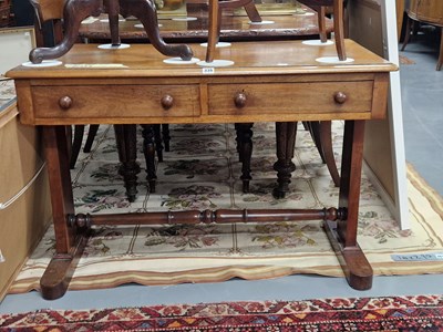 Lot 335 - A Victorian mahogany two-drawer side table