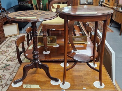 Lot 336 - A tripod table with chequer board top and an...