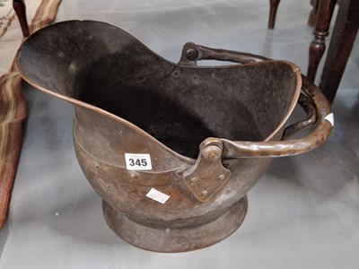 Lot 345 - A copper coal scuttle