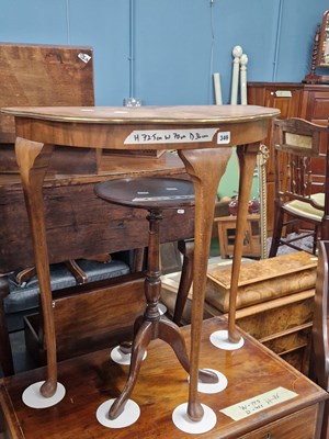 Lot 346 - A demilune hall table and a wine table