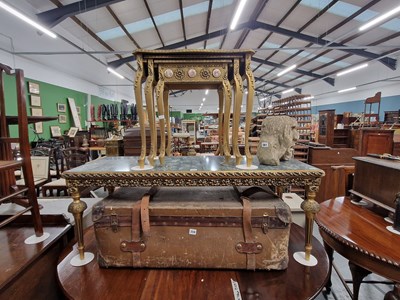 Lot 360 - A nest of giltwood tables, and a similar...