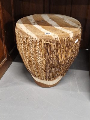 Lot 391 - An African zebra hide drum