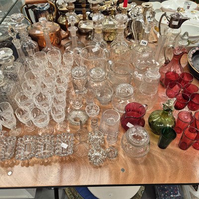 Lot 726 - A Waterford style part wine set, decanters, a...