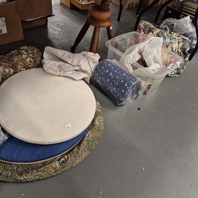 Lot 728 - Lace bobbins, cushions together with books on...