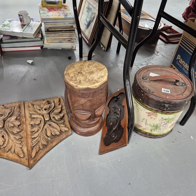 Lot 730 - A pair and another carved wood panel, a tribal...