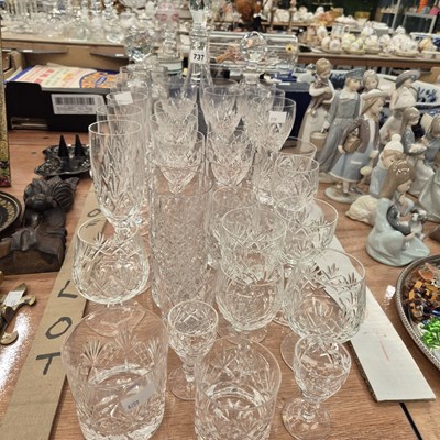 Lot 737 - A set of cut drinking glass, a pair of spirit...