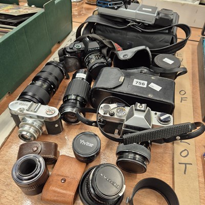 Lot 756 - Pentax, Chinon and Polaroid cameras with ...
