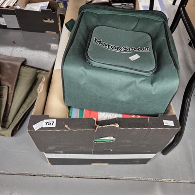 Lot 757 - Folding maps, a Motorsport bag, some books and...