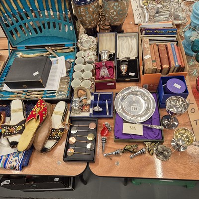 Lot 758 - A Jezzine canteen of cutlery, silver and...