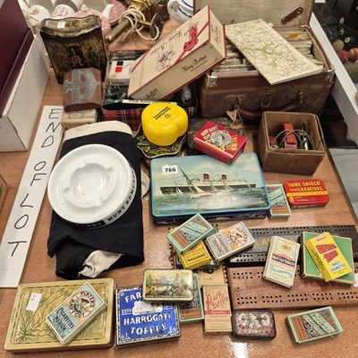 Lot 766 - Cigarette cards, vintage tins, folding maps, etc