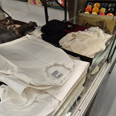 Lot 768 - Gents dress shirts, a dinner jacket silk scarf,...