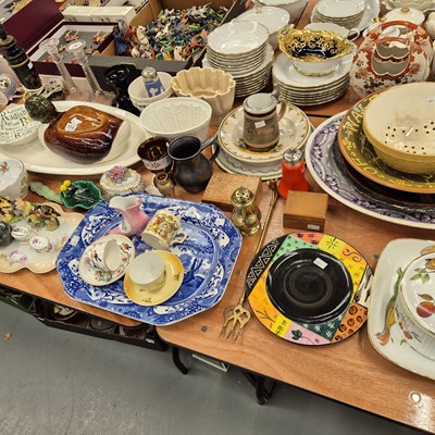 Lot 774 - Fish and meat platters, two jelly moulds, a...