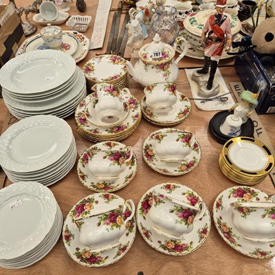 Lot 787 - Limoges white plates, Royal Albert Old Rose...