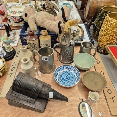 Lot 790 - A soft toy rabbit and a teddy, stone ware...