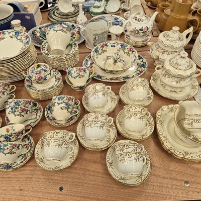 Lot 806 - Victorian gilt tea wares together with a...