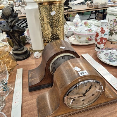 Lot 814 - Two mahogany cased mantle clocks together with...