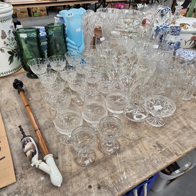 Lot 817 - A turquoise glass hand-held vase, other vases,...