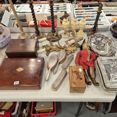 Lot 822 - Silver backed brushes, electroplate tureens, a...