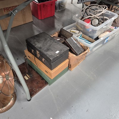 Lot 823 - Copper printing blocks, an electric fire,...