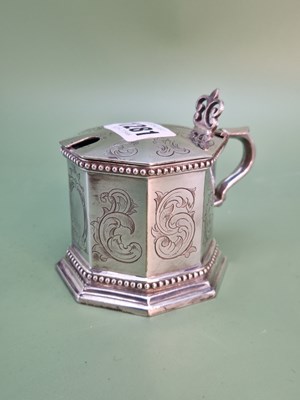 Lot 1281 - A Dutch silver mustard with blue glass liner