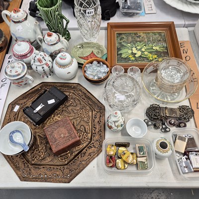 Lot 831 - Chinese jars, glass bowls, gramophone needles,...