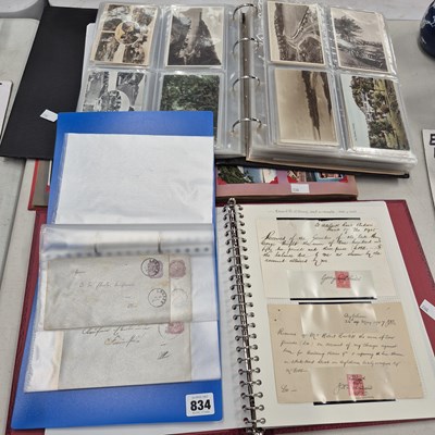 Lot 834 - Two albums of stamped envelopes and receipts...