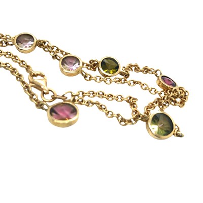 Lot 1131 - A gemset station necklace, unhallmarked,...