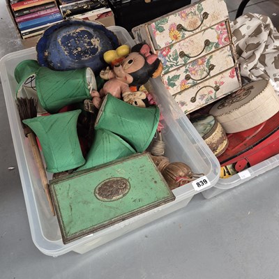 Lot 839 - A ceiling light with green shades, decorative...