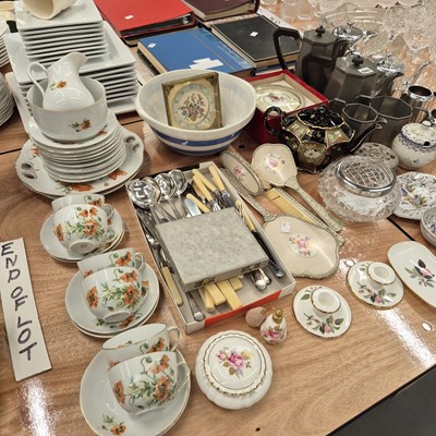 Lot 840 - A cut glass drinking set, electroplate and...