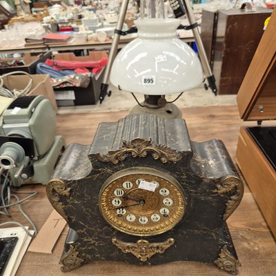 Lot 895 - A marble effect ormolu mounted mantle clock...