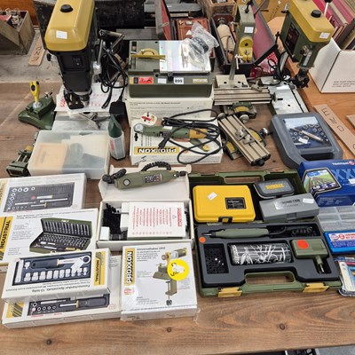 Lot 899 - Proxxon tools, pillar drills , mini bench saw,...