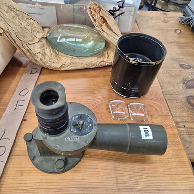 Lot 901 - A military artillery elbow telescope, together...