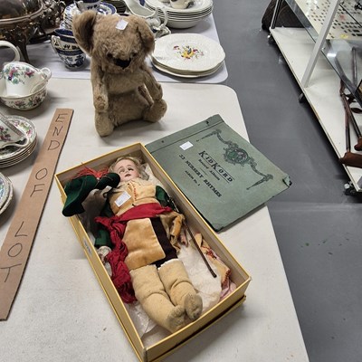 Lot 928 - A ceramic headed doll, a toy Koala bear and a...