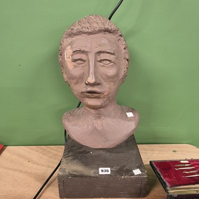 Lot 936 - A painted terracotta bust