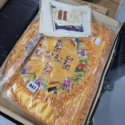 Lot 947 - An embroidered cushion Souvenir of the Great...