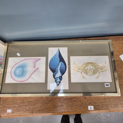 Lot 962 - A group of three ( framed as one) studies of...