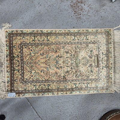 Lot 1338 - A finely woven silk prayer rug, probably Hereke.