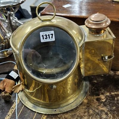 Lot 1317 - A vintage brass ships gimble compass