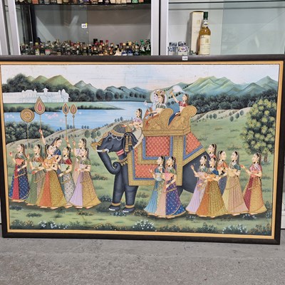 Lot 1325 - An impressively large, eastern painted panel...