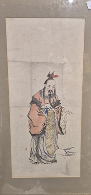 Lot 1346 - Two 19th-century watercolour scroll panels...