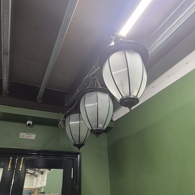 Lot 949 - Three large Victorian style hall lanterns