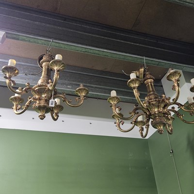 Lot 953 - Two similar five and eight arm chandeliers