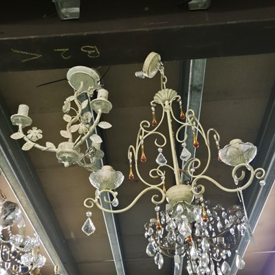 Lot 954 - Two white painted chandeliers