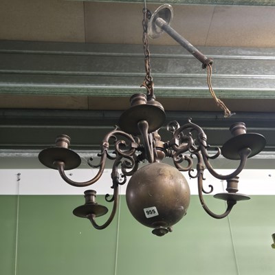 Lot 955 - A brass Dutch-style chandelier