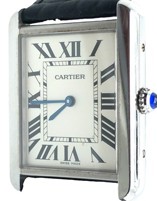 Lot 1142 - Cartier- A Cartier Tank Solo. stainless steel...