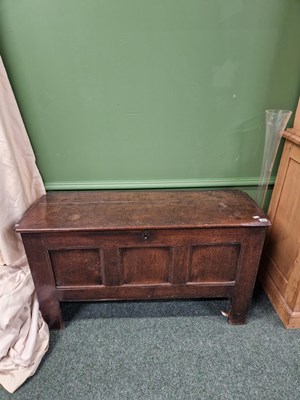 Lot 309 - An 18th century oak panel coffer