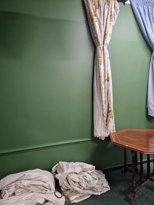 Lot 1326a - Two pairs of curtains with a yellow floral...