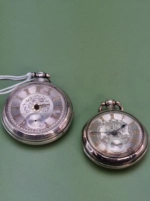 Lot 1334 - Two silver pair cased fusee pocket watches,...