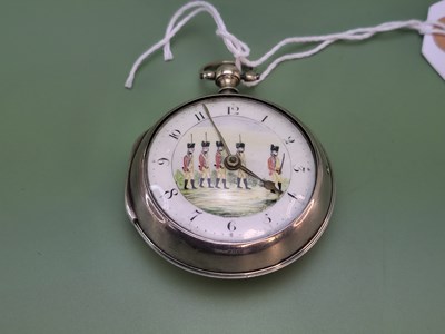 Lot 1336 - A George III silver pair cased fusee pocket...