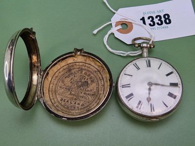 Lot 1338 - A George III silver pair cased fusee pocket...
